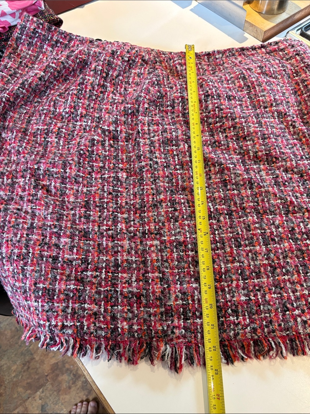 Talbots Pink Mix Tweed Fringe Skirt